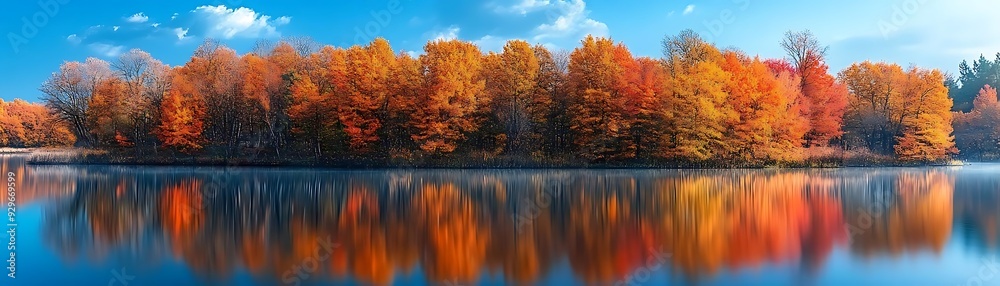Fall Foliage Reflected in Calm Lake - Autumn Landscape Photo Fall Foliage Reflected in Calm Lake - Autumn Landscape Photo