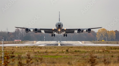 US Air Force Boeing KC-135 Stratotanker touching down on the runway in Lviv after a training flight photo