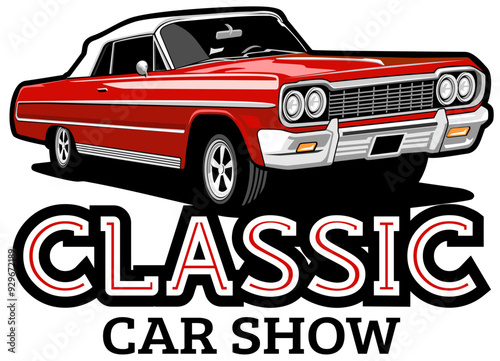 classic car show party logo illustration design icon vector