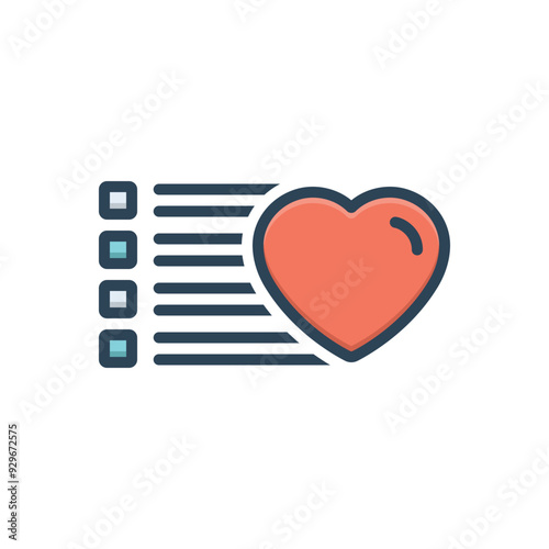 Color illustration icon for wish list