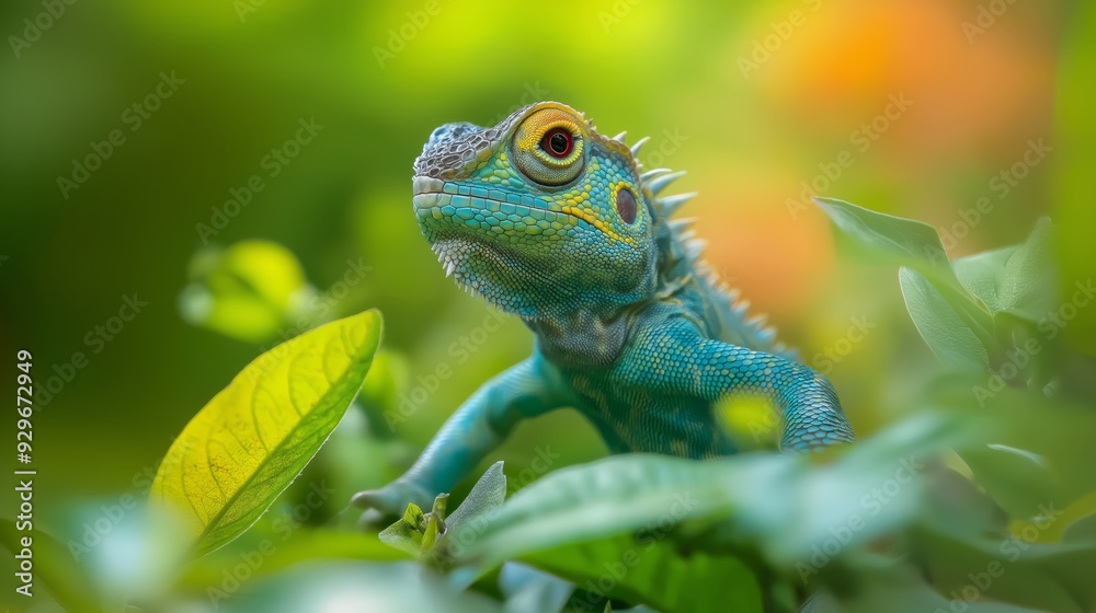 custom made wallpaper toronto digitalclose up green lizard on tree in nature landscape