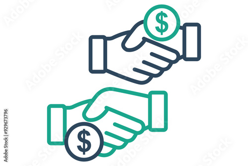 Corruption icon. line icon style. handshake with dollar. icon related to law and justice. law elements vector illustration