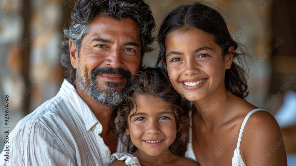 Fototapeta premium Family enjoying a joyful moment together outdoors at a cozy location in the afternoon light