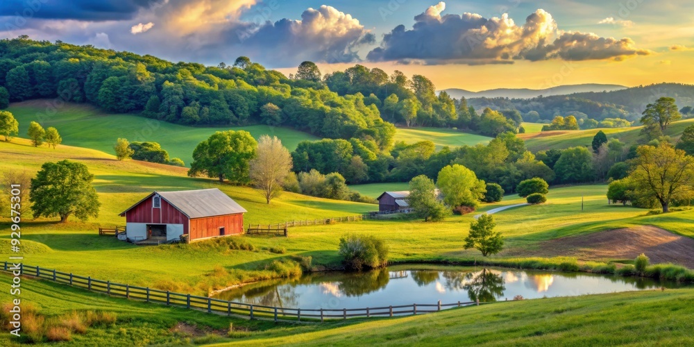 Obraz premium Peaceful countryside landscape in Cookeville, Tennessee, Tennessee, Cookeville, countryside, rural, serene, tranquil