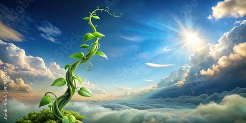 Story book of a magical beanstalk reaching towards the sky, magic, beanstalk, fairytale, fantasy, storybook,enchanting, climbing photo