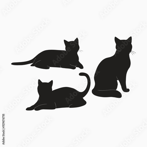 Exotic shorthair cat silhouette vector template illustration