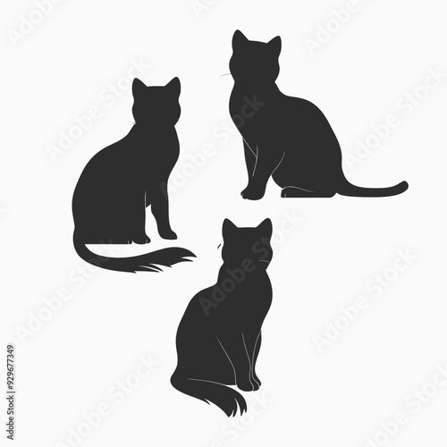 Exotic shorthair cat silhouette vector template illustration