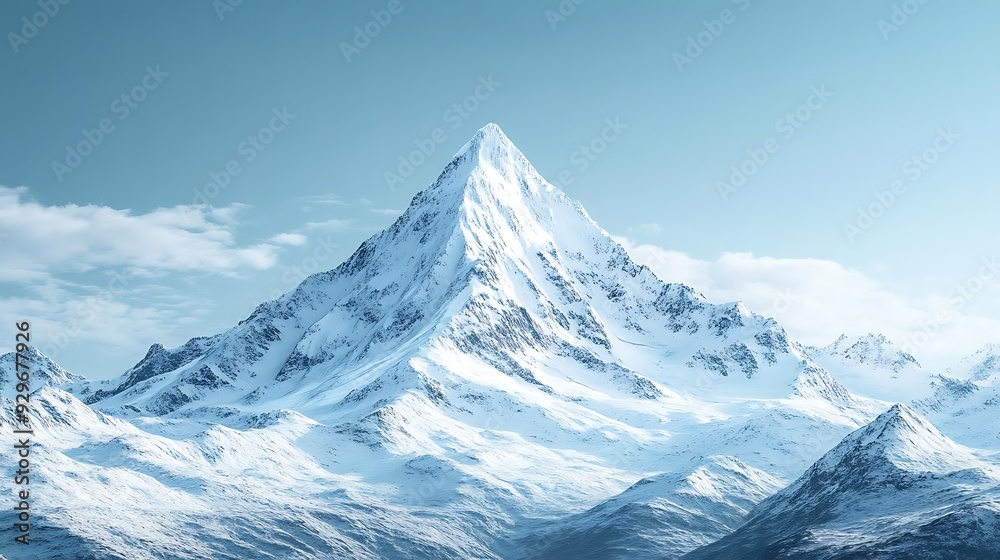 Snowy Mountain Peak Landscape - A Realistic 3D Render Snowy Mountain Peak Landscape - A Realistic 3D Render