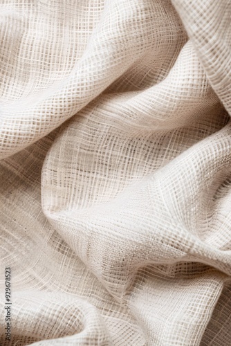 Linen fabric texture in a natural color with an open area for copy space.