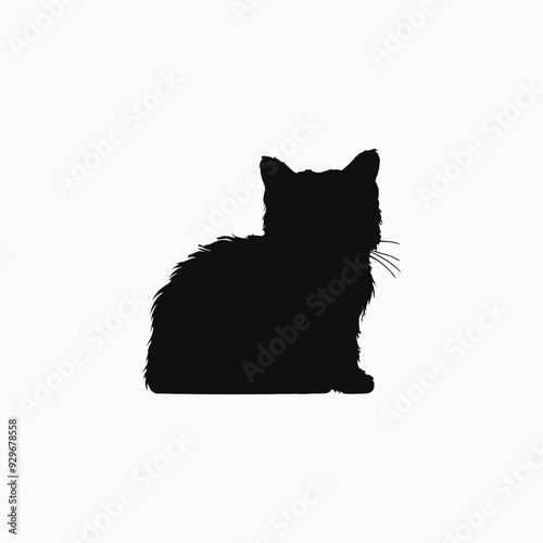 Exotic shorthair cat silhouette vector template illustration