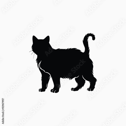 Exotic shorthair cat silhouette vector template illustration