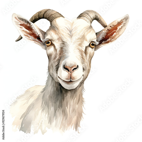 watercolor painting of goat four collection isolated