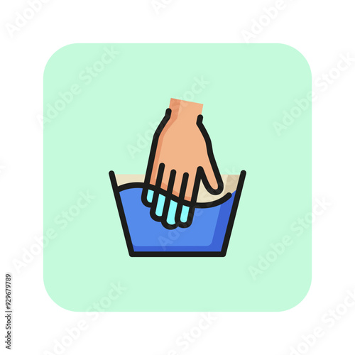 Hand washing line icon. Basin, cleaning, softener. Housekeeping concept. Vector illustration can be used for topics like laundry, housework, detergent