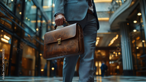 A businessman holding a bri...