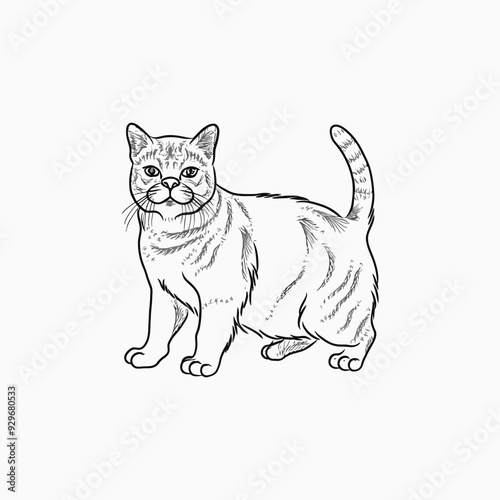 Exotic shorthair cat silhouette vector template illustration