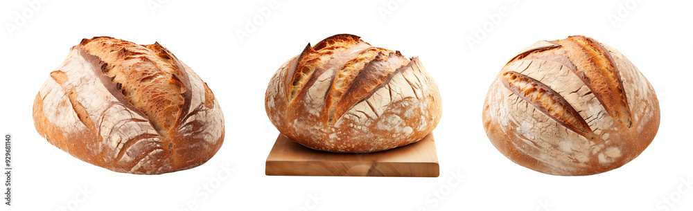 Artisan sourdough bread loaves with rustic crust