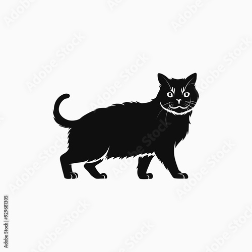 Exotic shorthair cat silhouette vector template illustration
