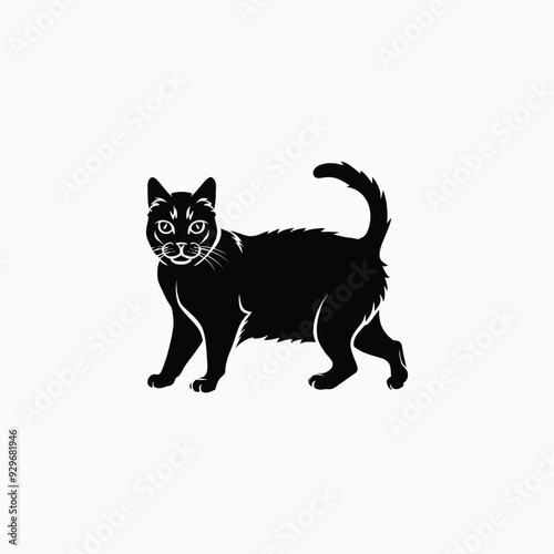 Exotic shorthair cat silhouette vector template illustration