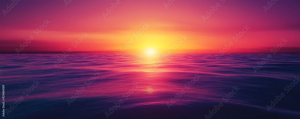Vibrant Sunset Over Calm Ocean - Digital Illustration Vibrant Sunset Over Calm Ocean - Digital Illustration