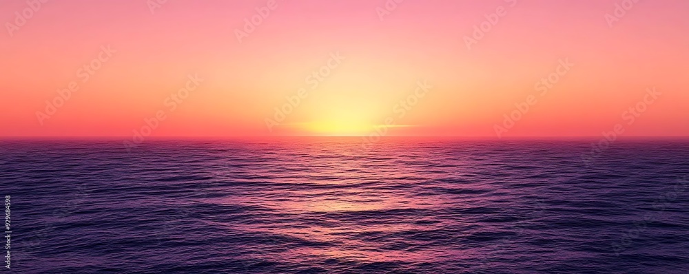 Obraz premium Pink and Purple Sunset Over the Ocean - 3D Render