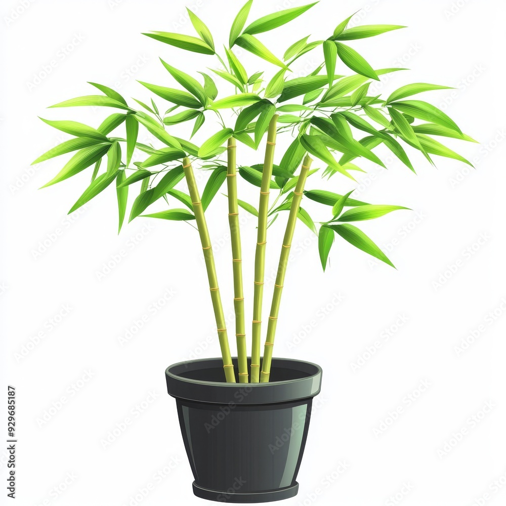 Vector Graphic of a Potted Bamboo Plant