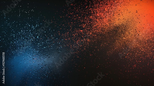 Glowing Grainy Texture Background with Vibrant Orange, Red, and Blue Abstract Shapes on a Dark Blue and Black Gradient