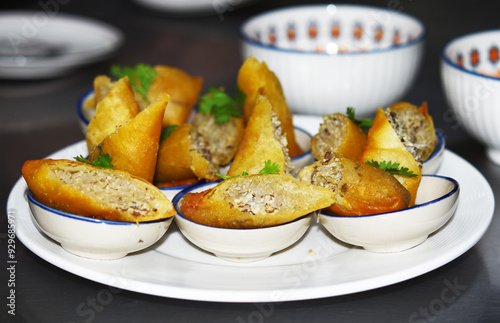 Delicious spring rolls filled with pork, vegetables and glass noodles.