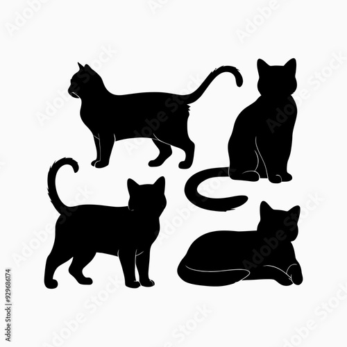 Exotic shorthair cat silhouette vector template illustration