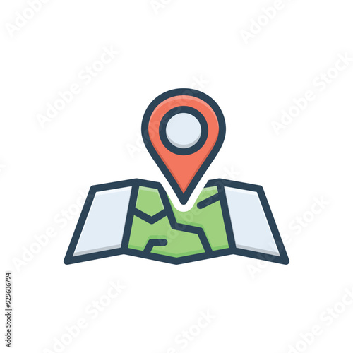Color illustration icon for map