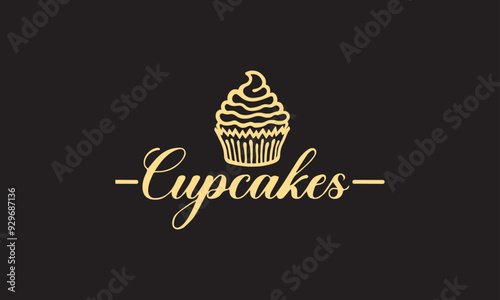 minimalist cupcake logo. Colorful and clean Minimalist illustration logo for bakery and cake shop..ai