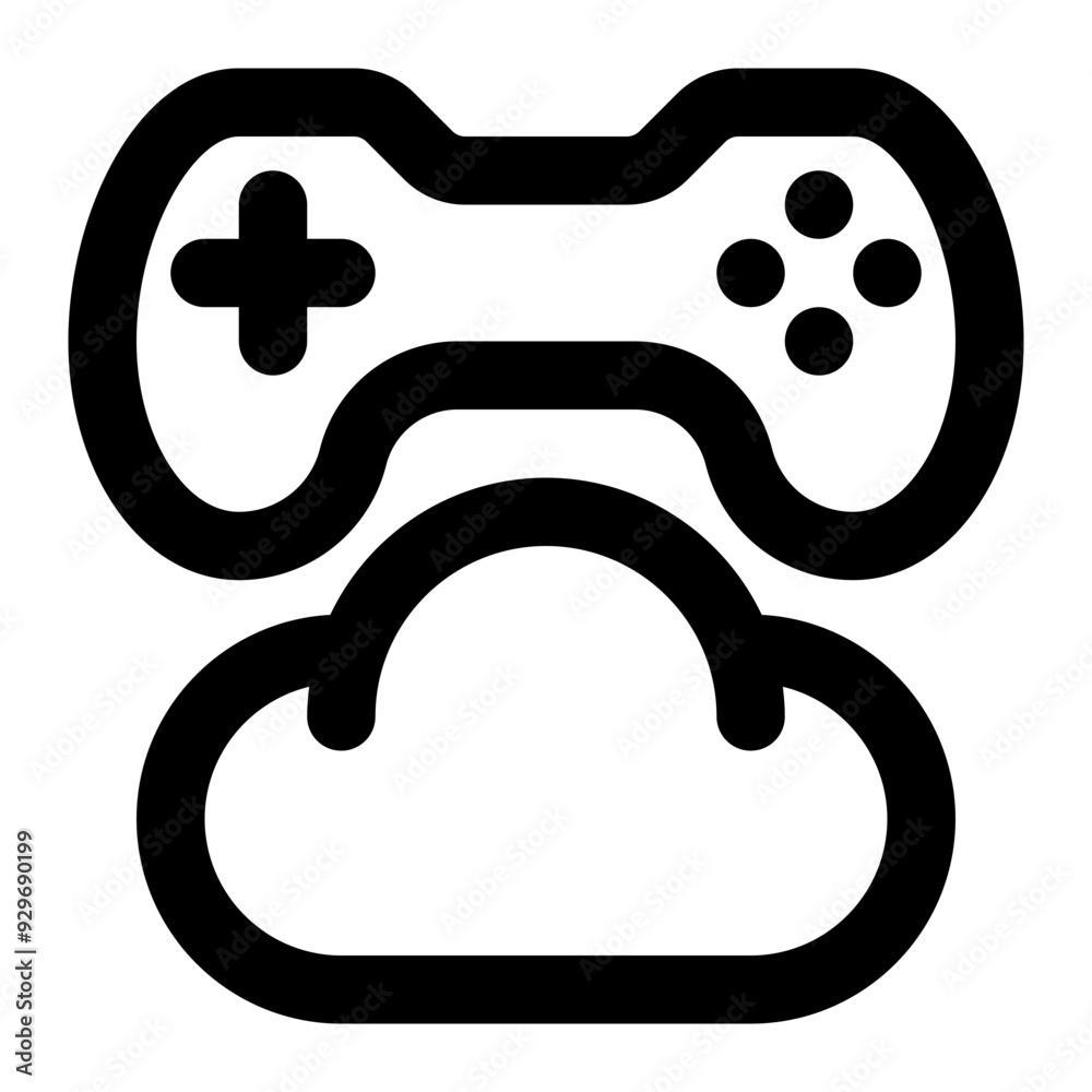 cloud gaming, cloud game, cloud storage, games, gaming, cloud server, game development outline icon