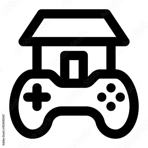 game center, game house, gaming, games, game development, house, home gaming, game store, game shop outline icon