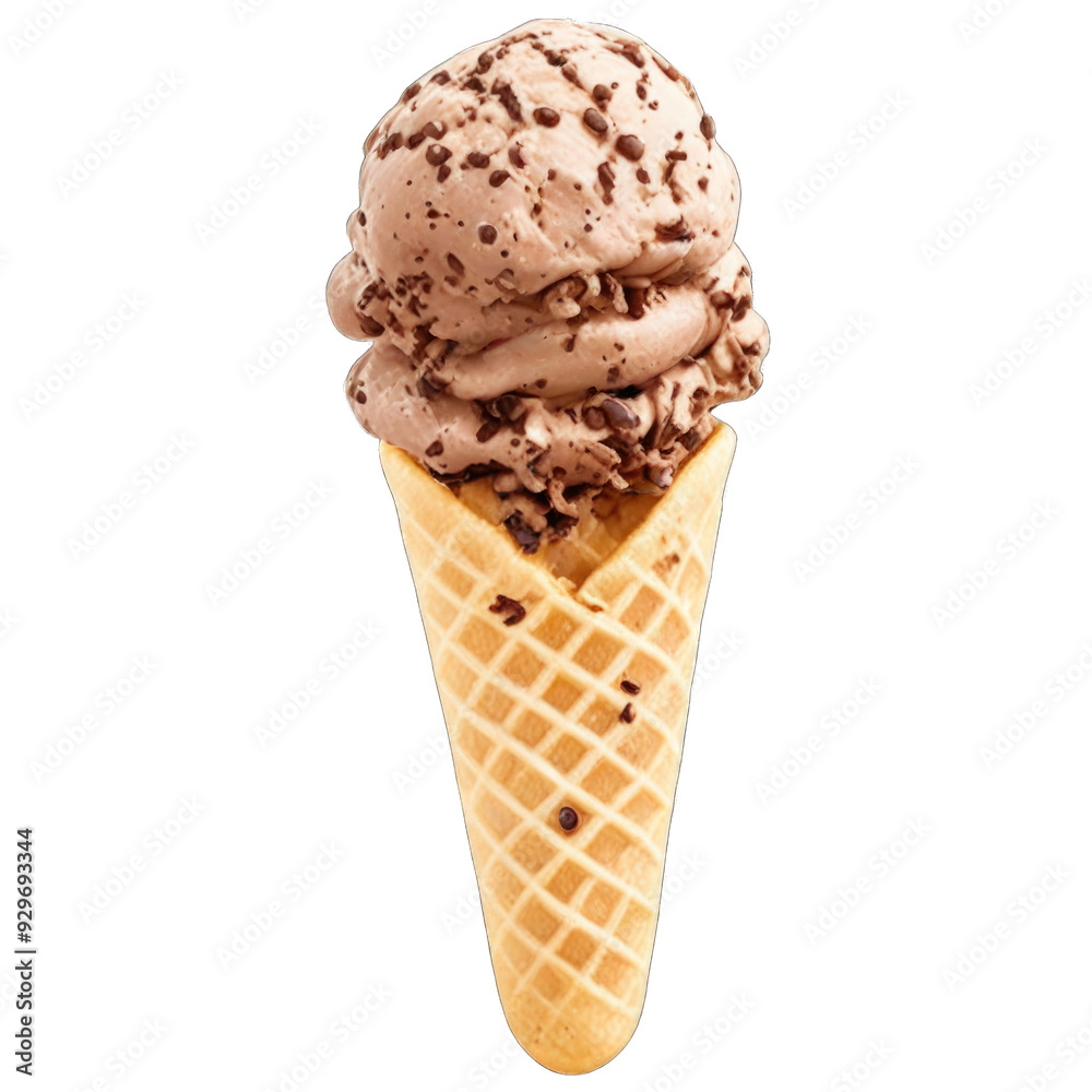 Chocolate Chip Ice Cream Cone isolated on transparent background Chocolate Chip Ice Cream Cone isolated on transparent background