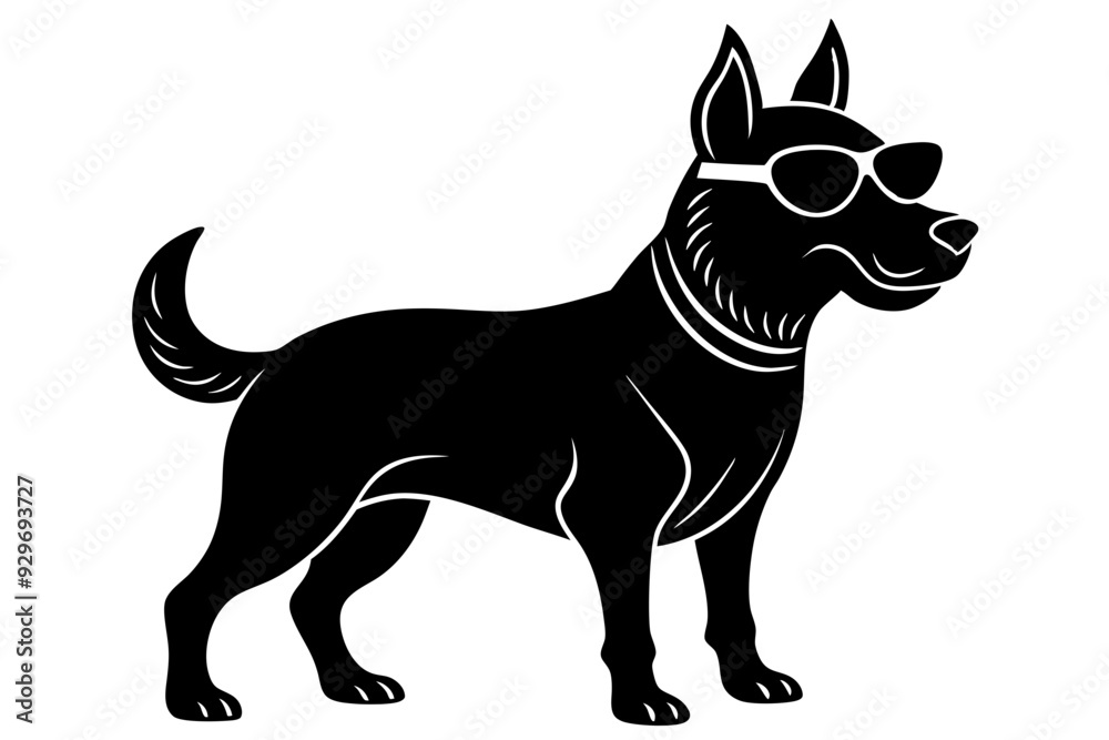 dog silhouette with sunglass dog silhouette with sunglass
