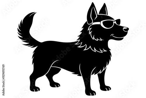 dog silhouette with sunglass 