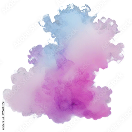 Abstract Cloud of Pink and Blue Smoke isolated on transparent background 