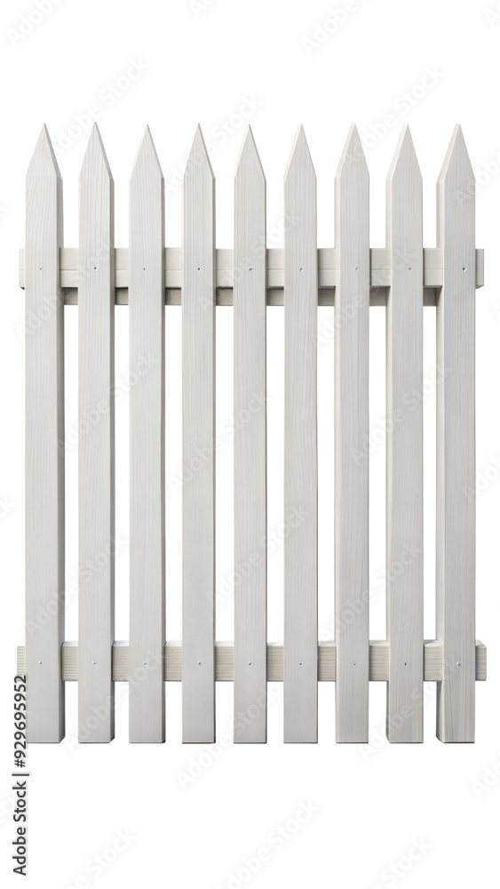 White picket fence isolated on transparent background White picket fence isolated on transparent background