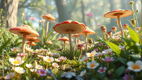 wonderland flowers mushrooms plants dreamland unreal engine render