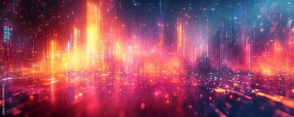 Naklejka premium Abstract Neon Cityscape Background