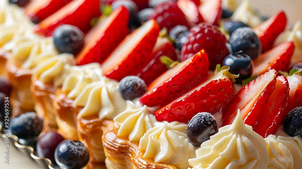 A pastry of fresh fruit with butter and berries A pastry of fresh fruit with butter and berries