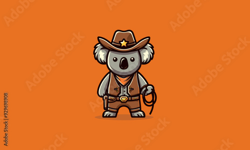 character koala wearing uniform cowboy vector mascot design