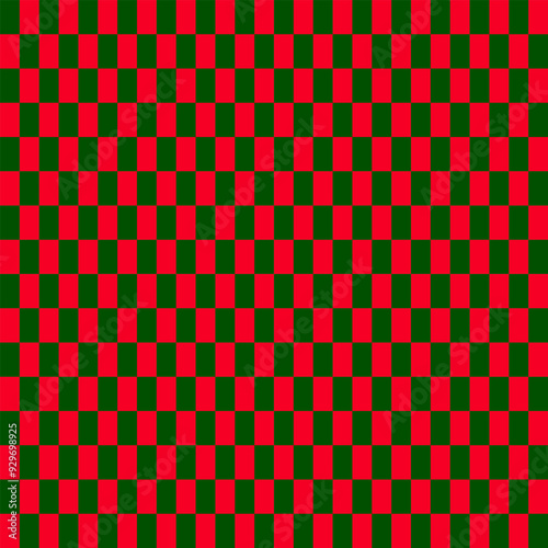 Green and red square background alternating in a grid, Christmas color.