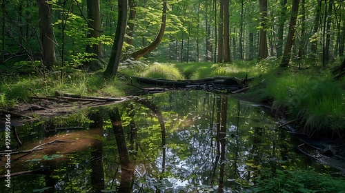 A peaceful spot in the woodland with a little pond