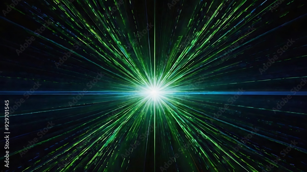 Bright explosion of green light with black background, shiny light burst on solid black surface, abstract background Bright explosion of green light with black background, shiny light burst on solid black surface, abstract background