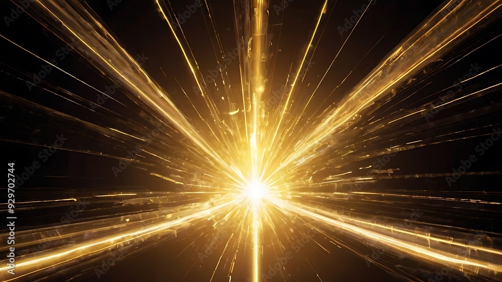 Bright explosion of golden and yellow light with black background, shiny light burst on solid black surface, abstract background Bright explosion of golden and yellow light with black background, shiny light burst on solid black surface, abstract background