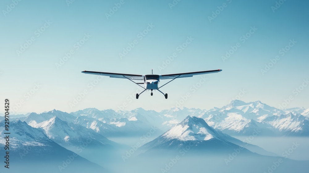 A small plane flying over a mountain range A small plane flying over a mountain range
