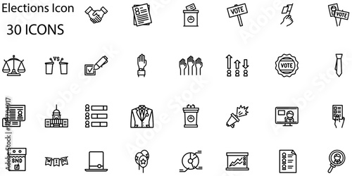 Set of Elections icons. Line art style icons bundle. vector illustration