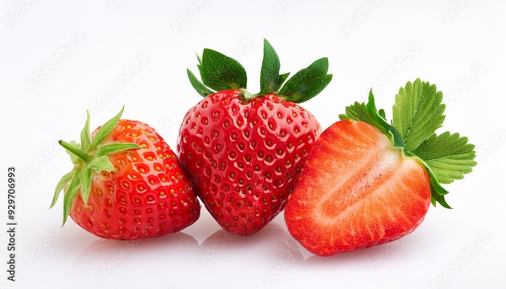 Fresh and juicy strawberry composition isolated on white background Fresh and juicy strawberry composition isolated on white background