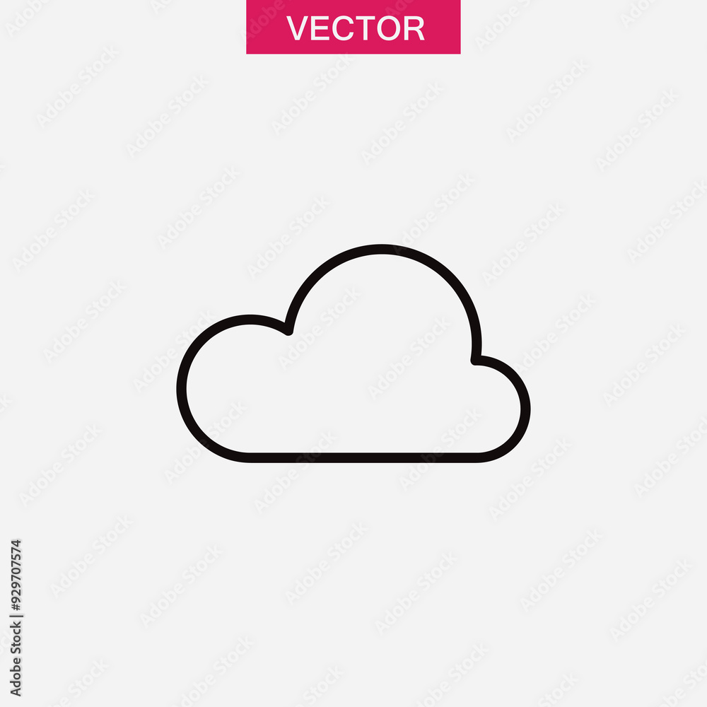 Cloud icon vector, cloud sign simple linear illustration for web and app on white background..eps Cloud icon vector, cloud sign simple linear illustration for web and app on white background..eps