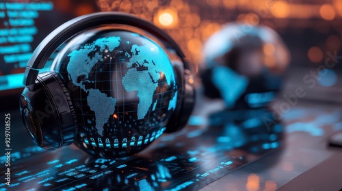 Global marketplace customer service chat, close-up on multi-language support and quick response icons